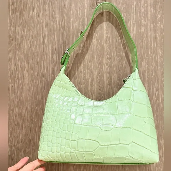 STAUD Scotty Croc-Effect Leather Shoulder Bag